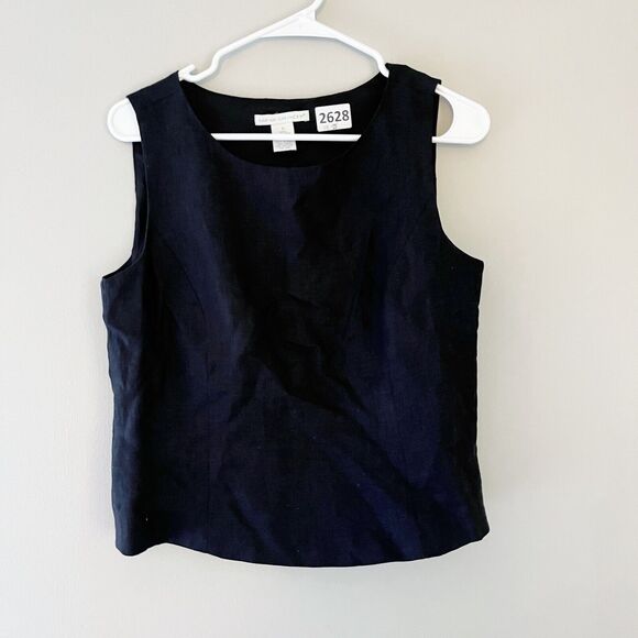 Sarah Spencer Womens Black Blouse & Pants Set  100% Linen Sz 8 Wide Leg Minimal - Picture 2 of 11